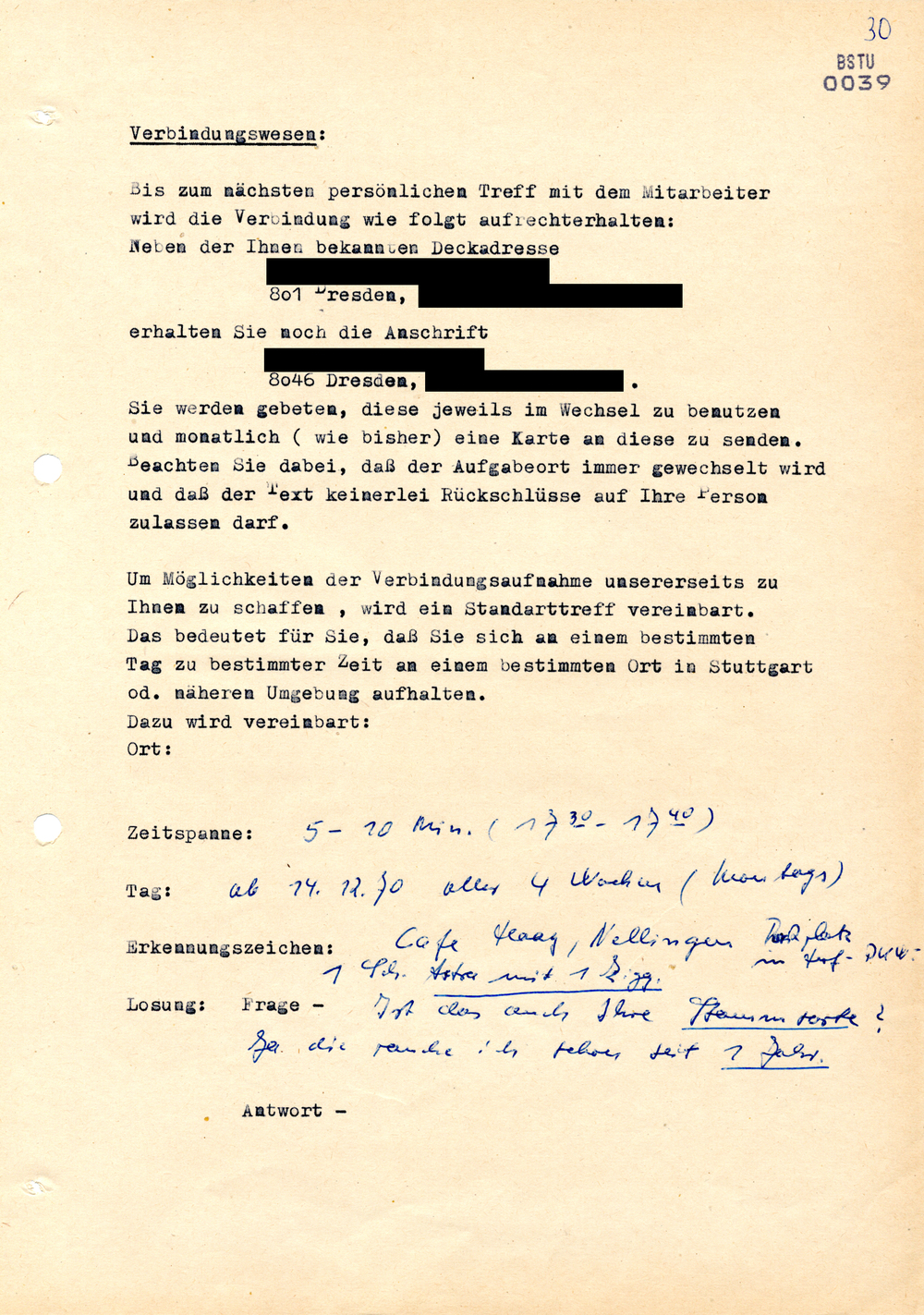 Auftrag für den westdeutschen IM "Hermann"