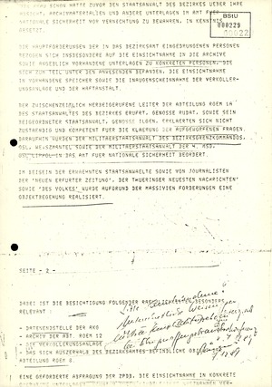 Telegramm von Generalmajor Schwarz an den Leiter des AfNS über die Besetzung des Bezirksamts in Erfurt