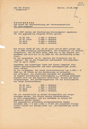 Preise für DDR-Computer 1989