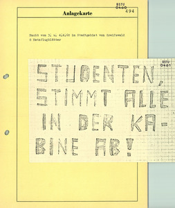 Bericht der HA XX/2 zur Aktion "Optimismus" inklusive dokumentierter Protestflugblätter