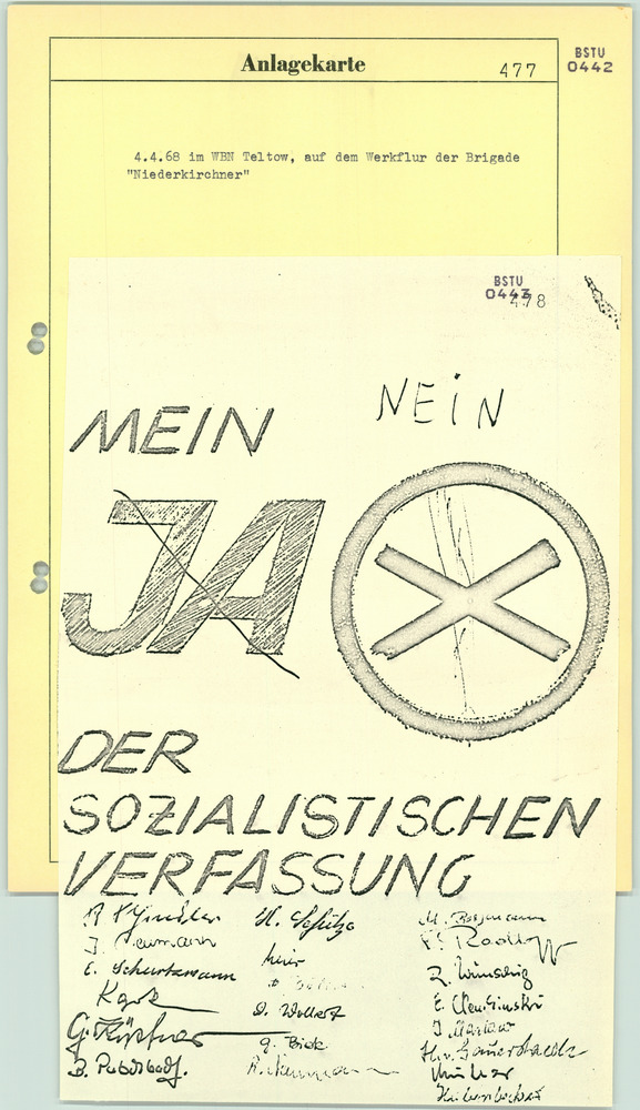 Bericht der HA XX/2 zur Aktion "Optimismus" inklusive dokumentierter Protestflugblätter