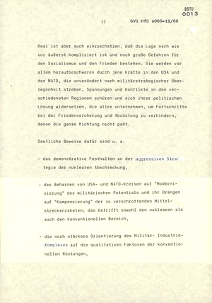 Referat Mielkes auf der erweiterten Sitzung des MfS-Kollegiums vom 9. März 1988