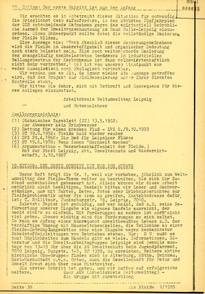 Eingabe zur Pleiße an den Ministerrat der DDR