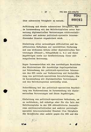 Befehl Nr. 13/73 zur Sicherung der X. Weltfestspiele der Jugend in Ost-Berlin