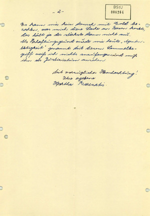 Brief von Hertha Barczatis an Otto Grotewohl über ihre Schwester Elli