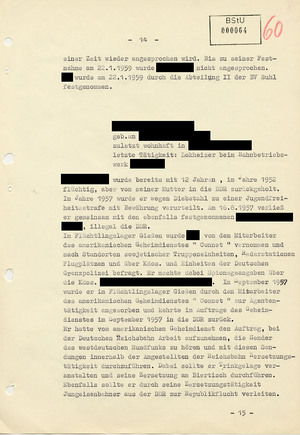 Bericht über die operative Bearbeitung von Rückkehrern in die DDR