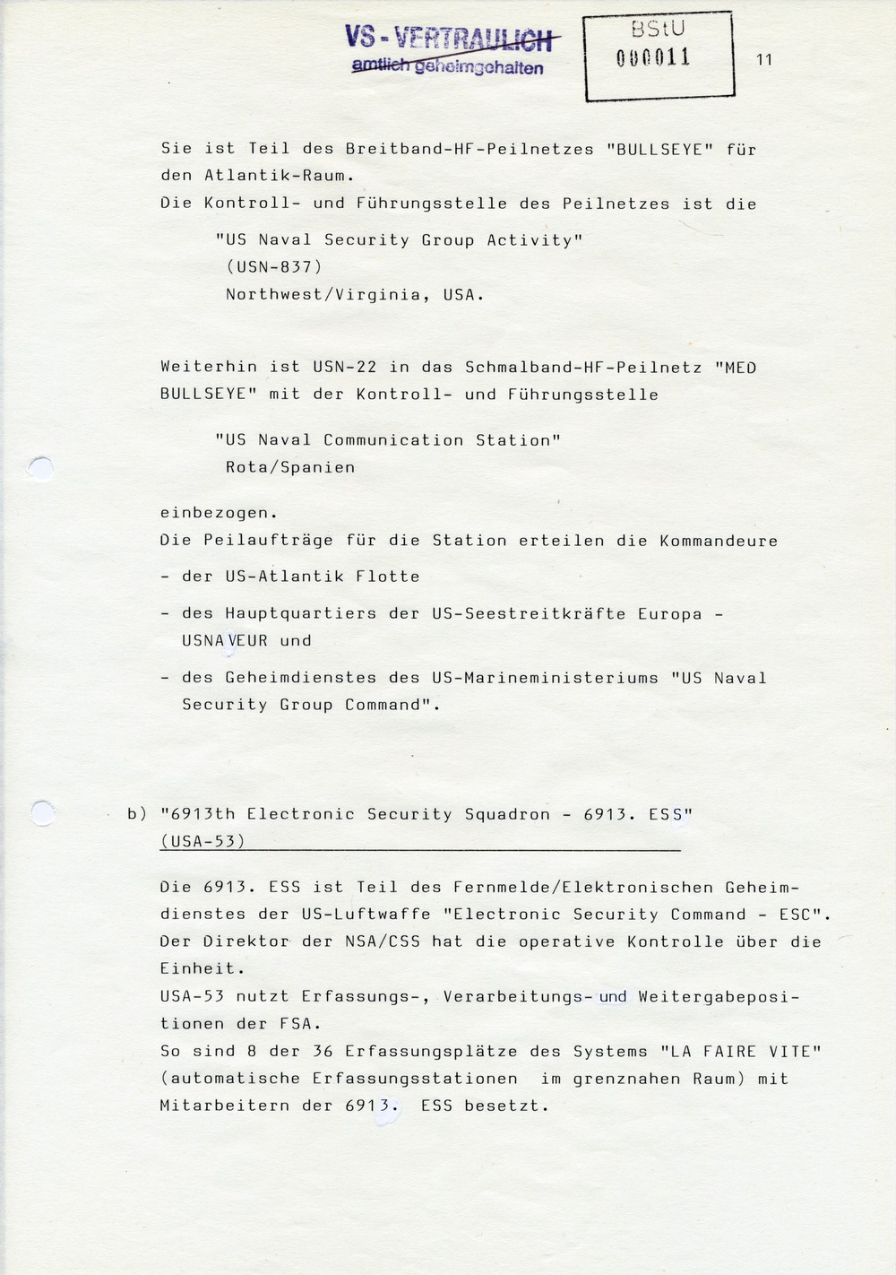 Analyse der Struktur und Tätigkeit der INSCOM und der USAFSA