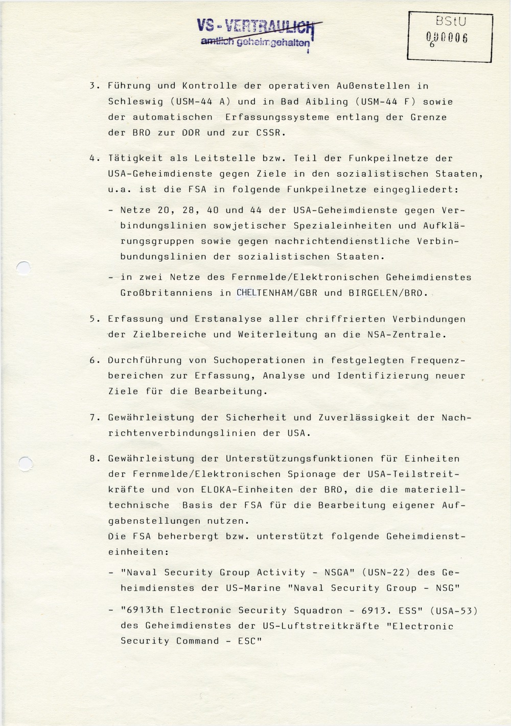 Analyse der Struktur und Tätigkeit der INSCOM und der USAFSA
