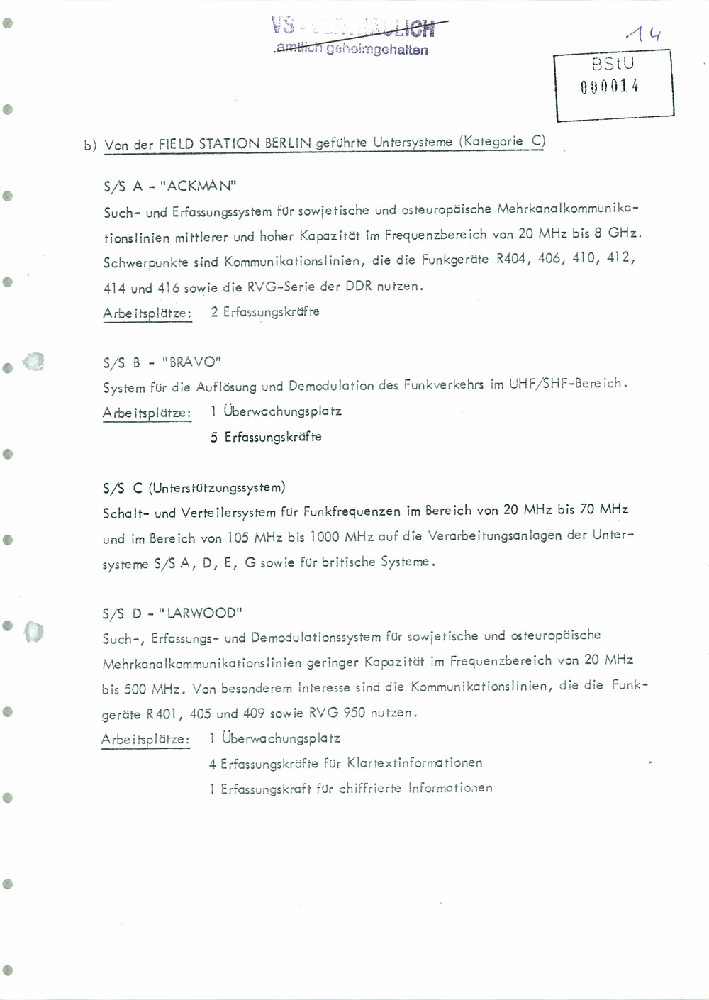 Analyse der Struktur und Tätigkeit der US Army Field Station Berlin (USAFSB) Teufelsberg