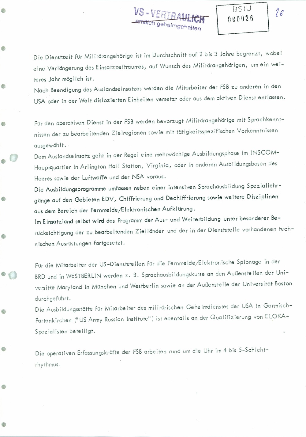 Analyse der Struktur und Tätigkeit der US Army Field Station Berlin (USAFSB) Teufelsberg