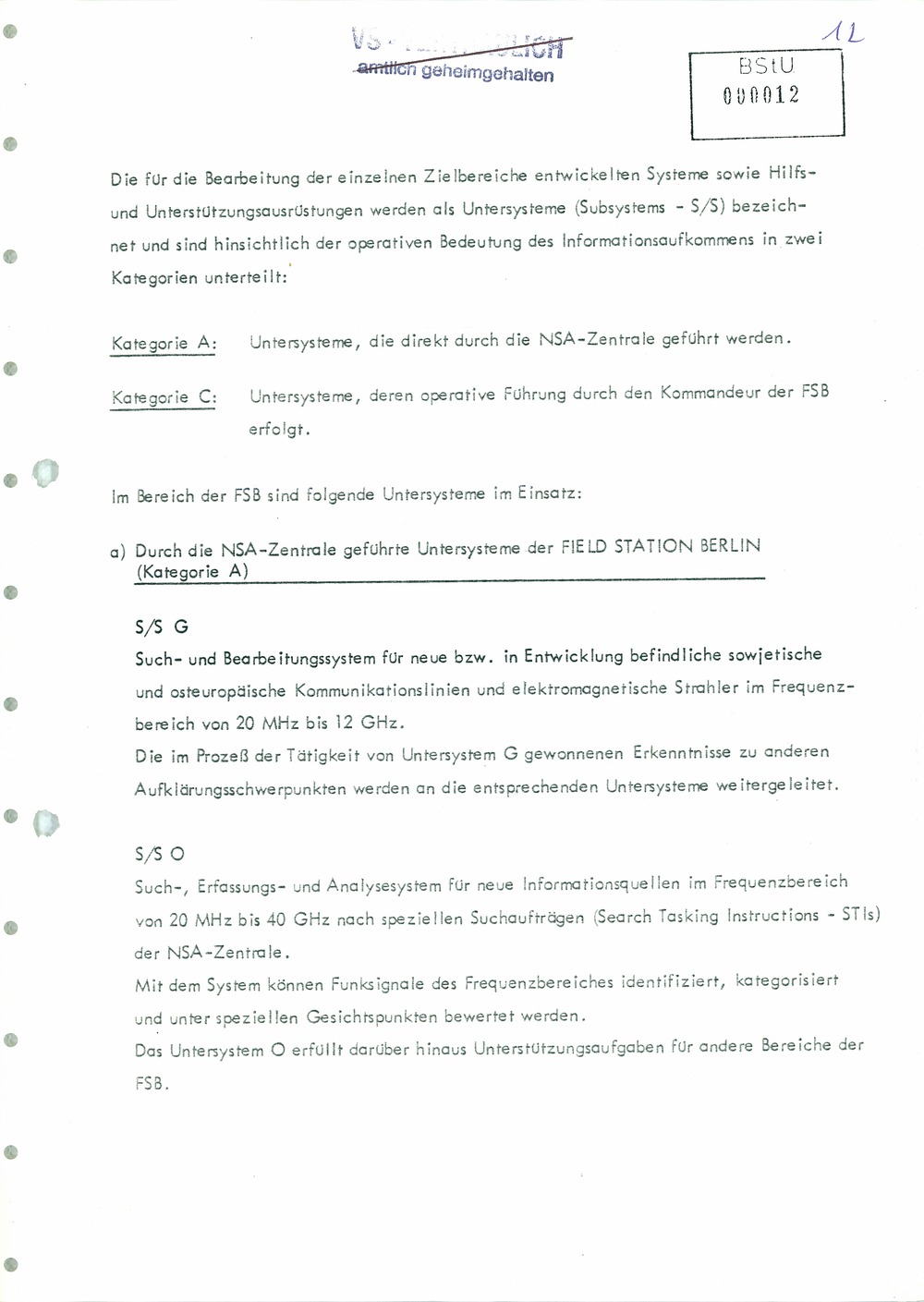Analyse der Struktur und Tätigkeit der US Army Field Station Berlin (USAFSB) Teufelsberg