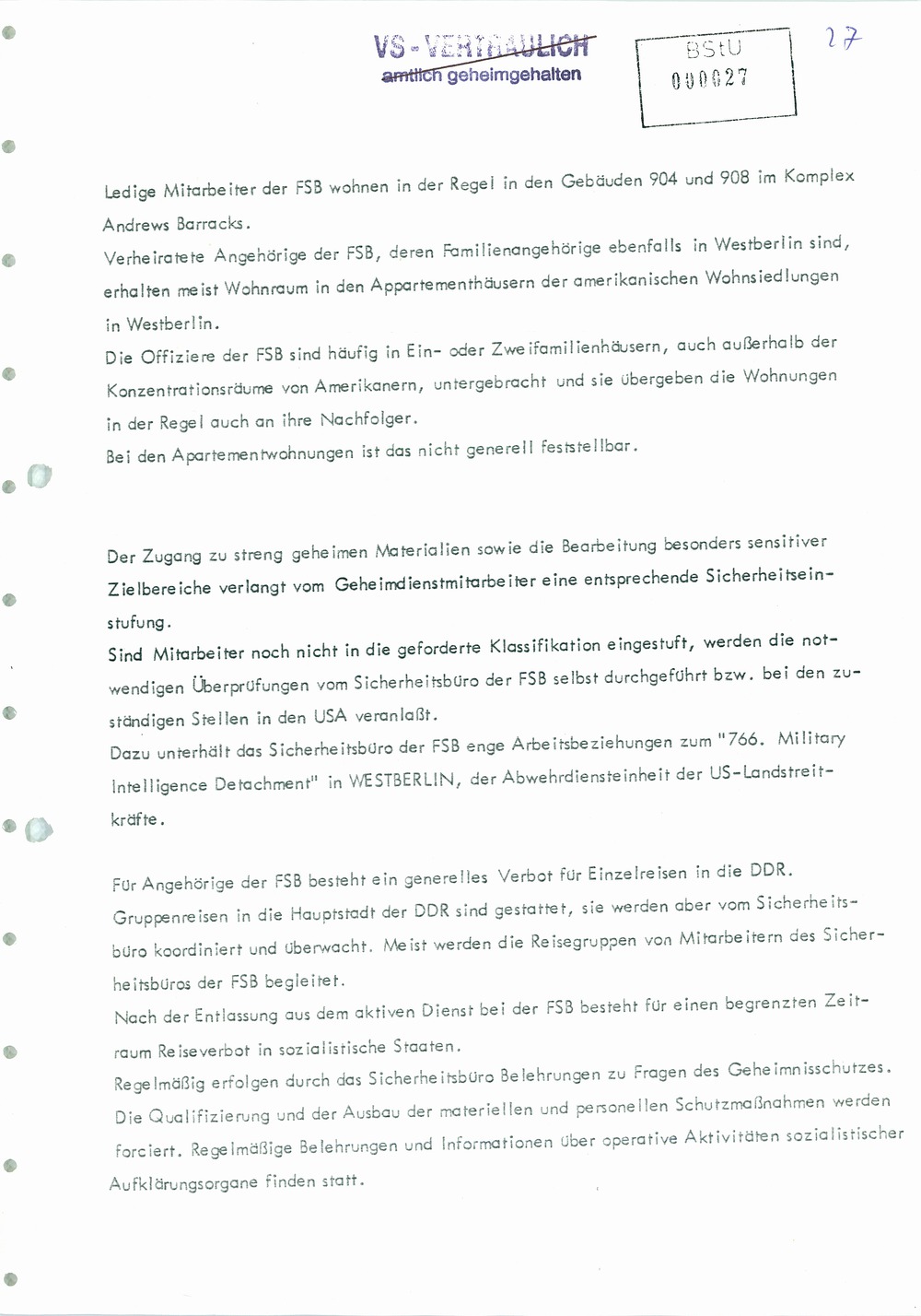 Analyse der Struktur und Tätigkeit der US Army Field Station Berlin (USAFSB) Teufelsberg
