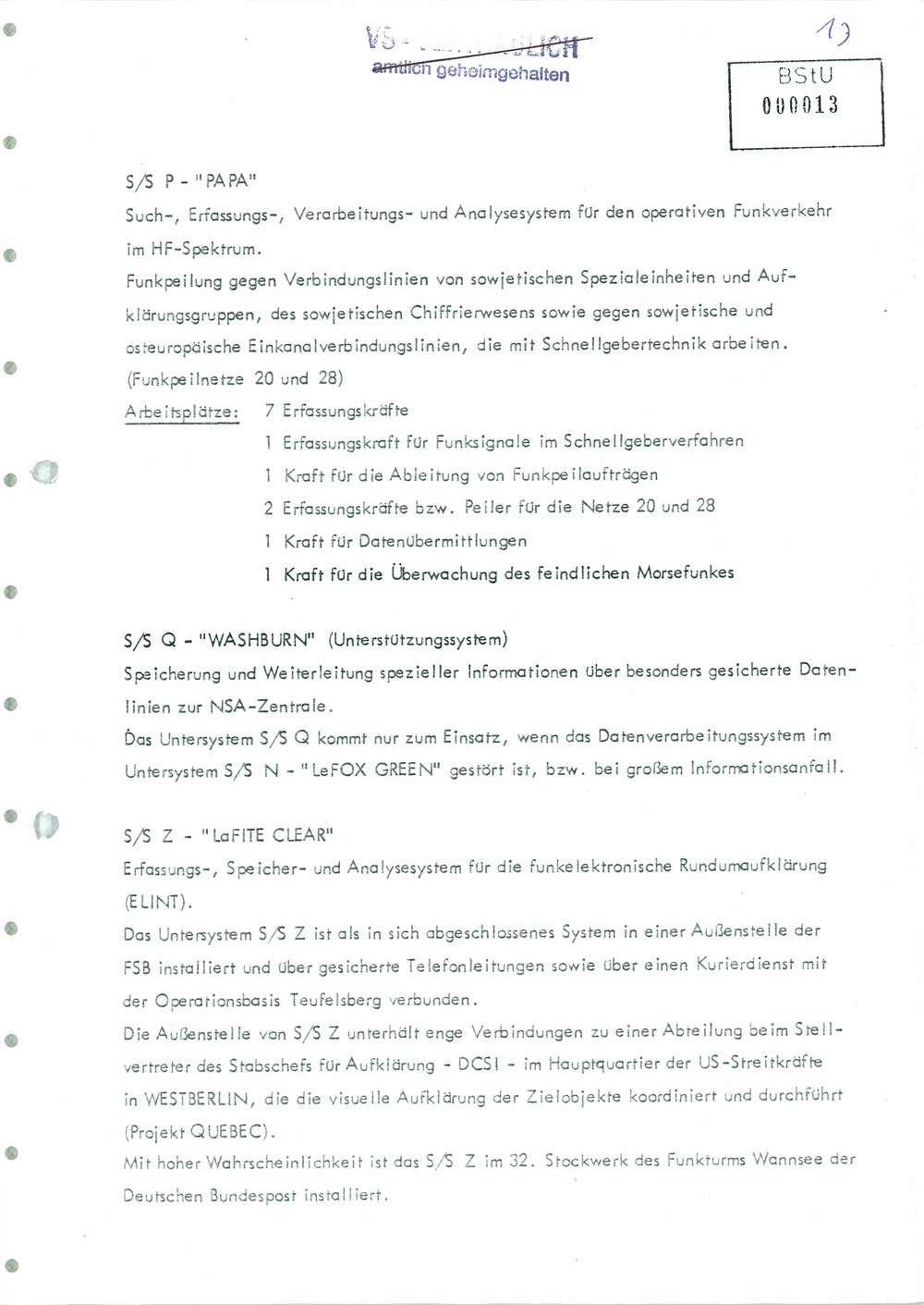 Analyse der Struktur und Tätigkeit der US Army Field Station Berlin (USAFSB) Teufelsberg