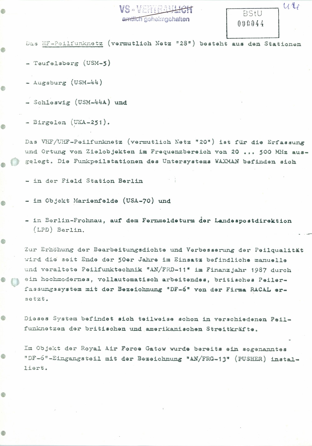 Analyse der Struktur und Tätigkeit der US Army Field Station Berlin (USAFSB) Teufelsberg