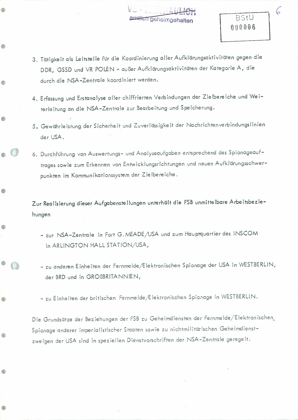 Analyse der Struktur und Tätigkeit der US Army Field Station Berlin (USAFSB) Teufelsberg