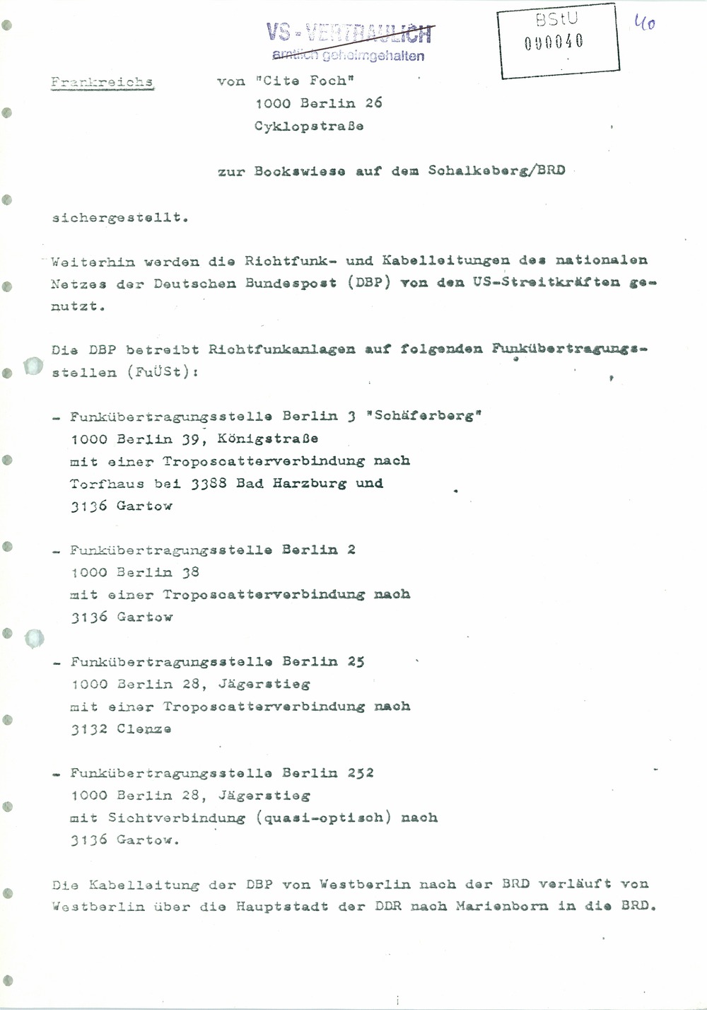 Analyse der Struktur und Tätigkeit der US Army Field Station Berlin (USAFSB) Teufelsberg
