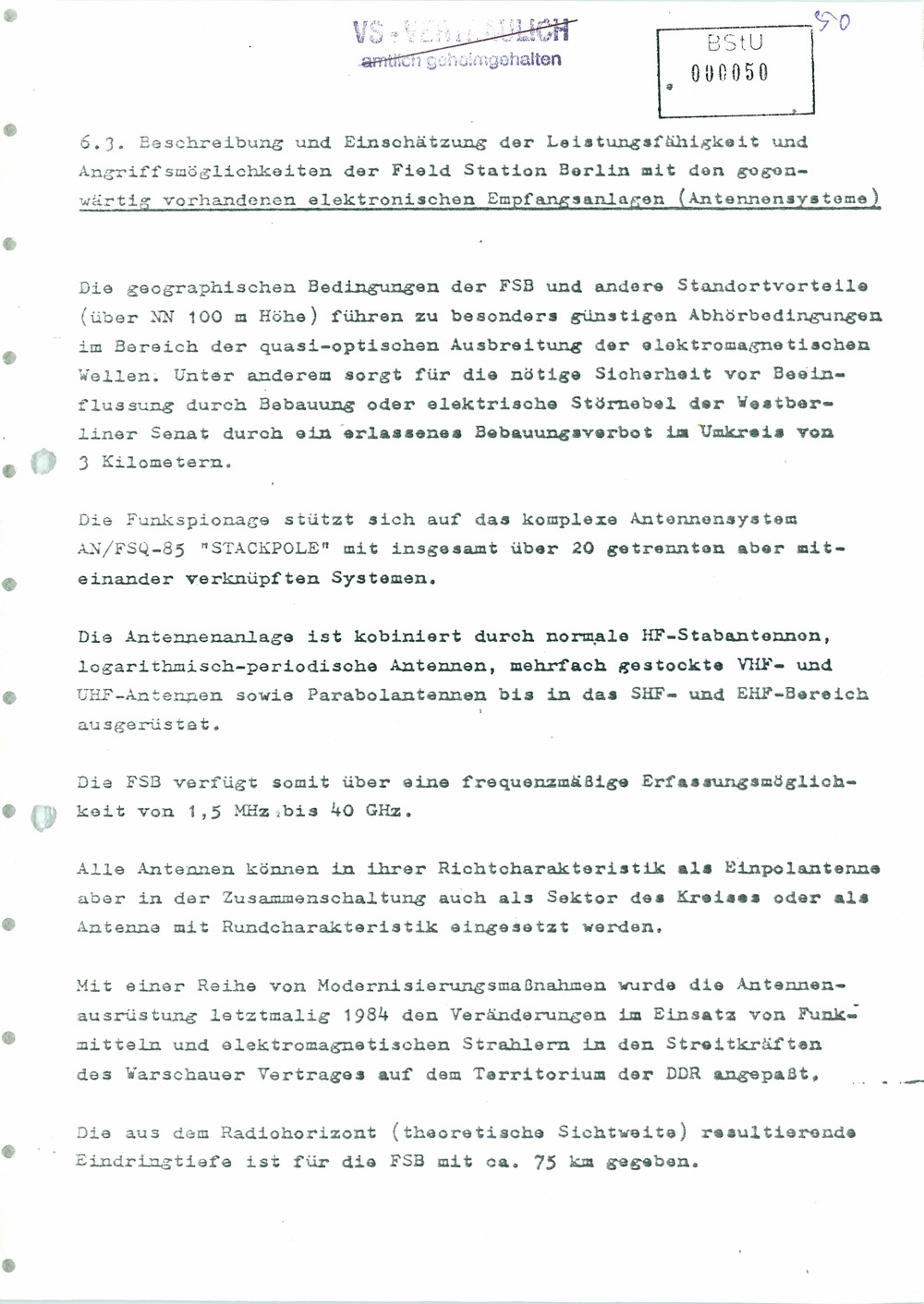 Analyse der Struktur und Tätigkeit der US Army Field Station Berlin (USAFSB) Teufelsberg