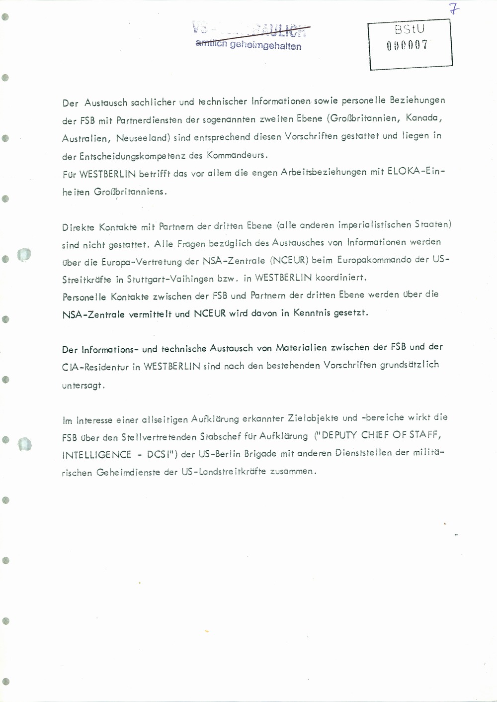 Analyse der Struktur und Tätigkeit der US Army Field Station Berlin (USAFSB) Teufelsberg