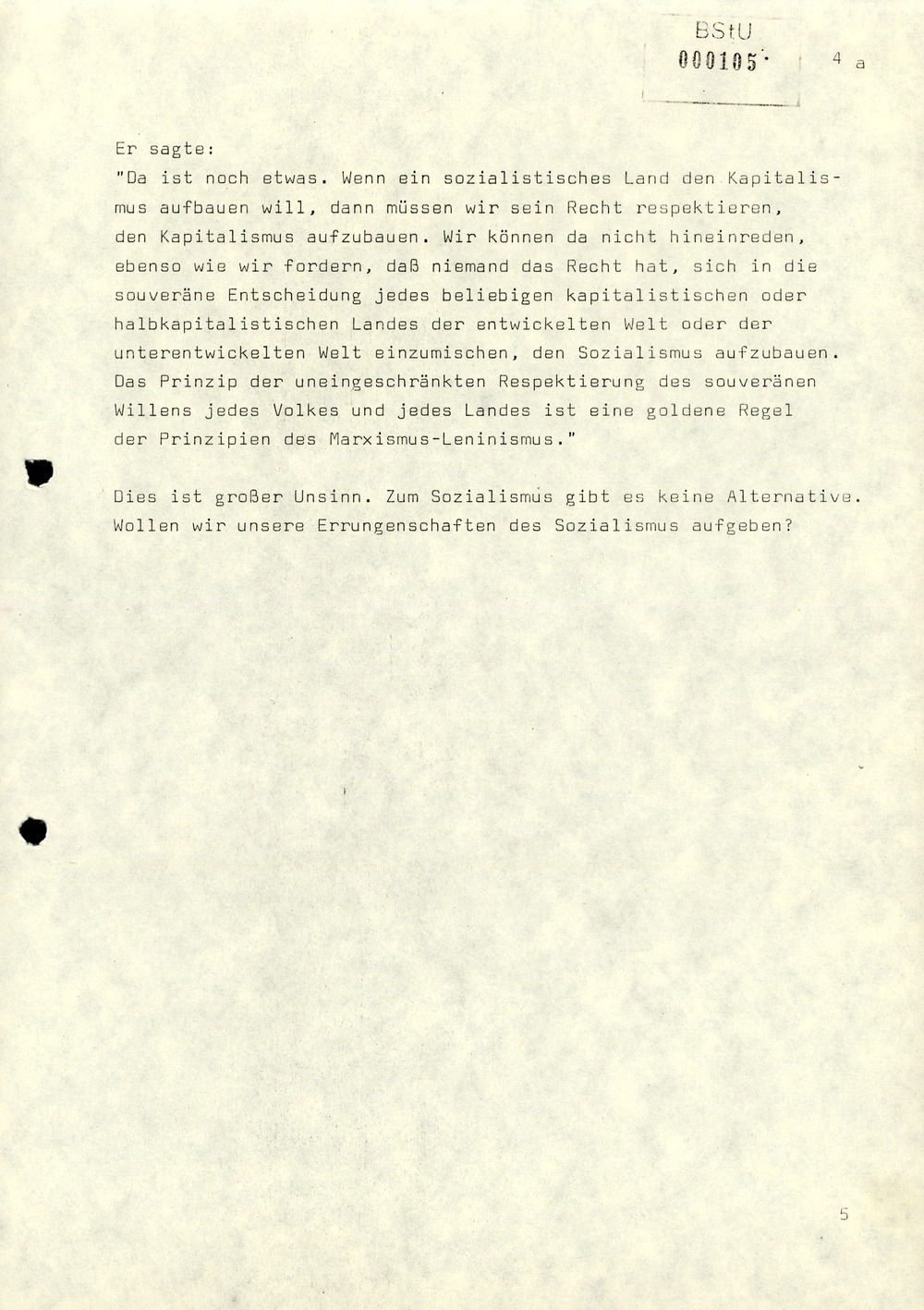 Notiz über die Besprechung zwischen Minister Mielke mit dem stellvertretenden Vorsitzenden des KfS