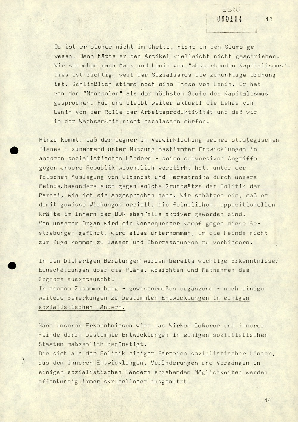 Notiz über die Besprechung zwischen Minister Mielke mit dem stellvertretenden Vorsitzenden des KfS