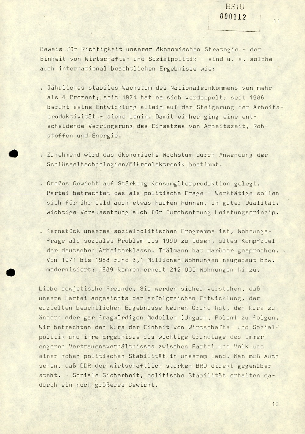 Notiz über die Besprechung zwischen Minister Mielke mit dem stellvertretenden Vorsitzenden des KfS