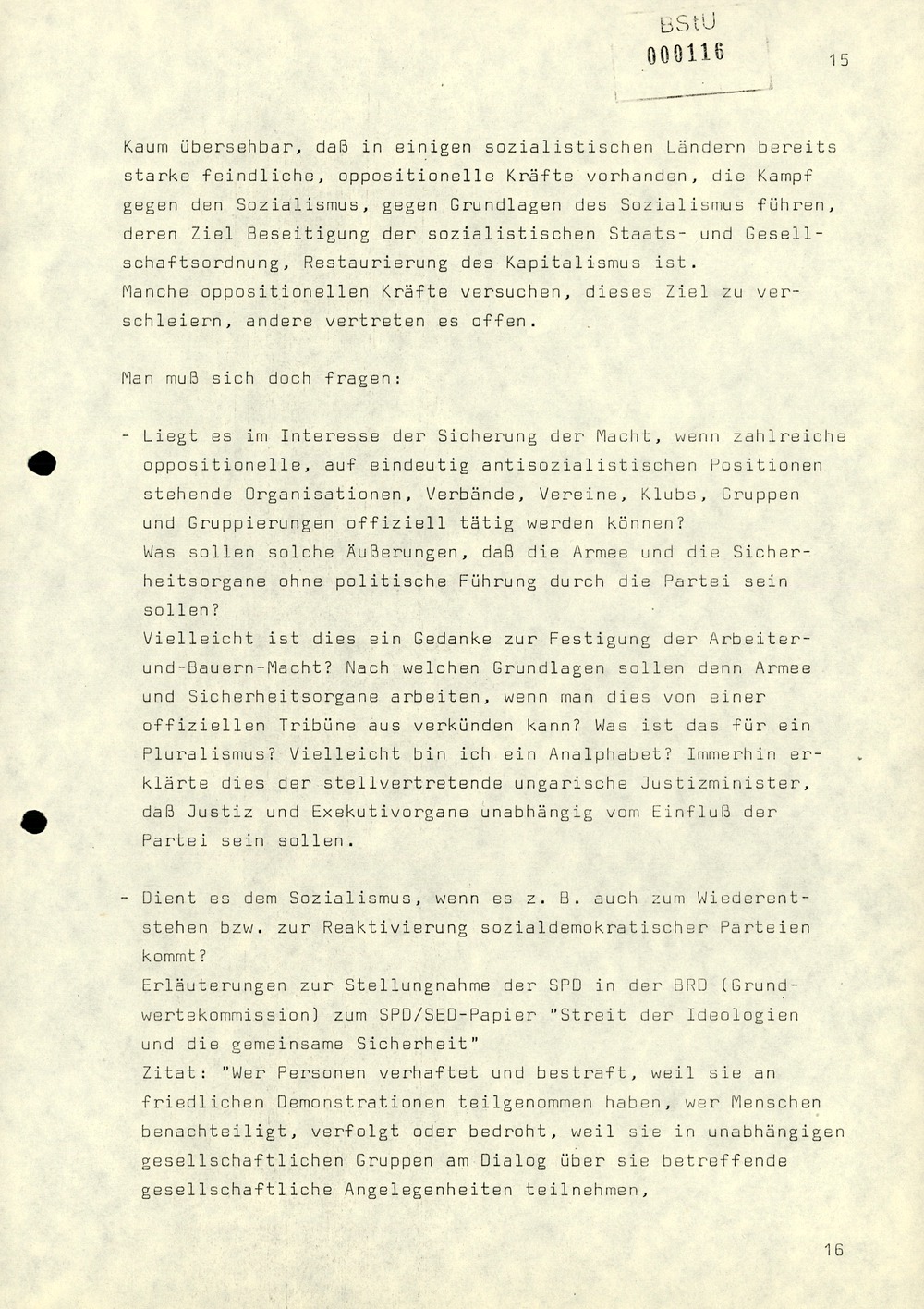Notiz über die Besprechung zwischen Minister Mielke mit dem stellvertretenden Vorsitzenden des KfS