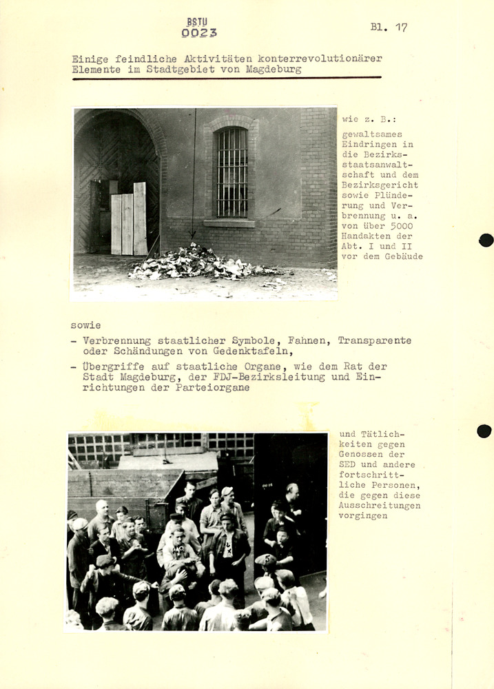 Dokumentation des Sturms auf die Volkspolizei in Magdeburg-Sudenburg