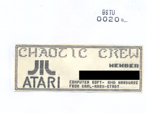 Mitgliedskarte aus dem Computerclub "Chaotic Crew" in Karl-Marx-Stadt