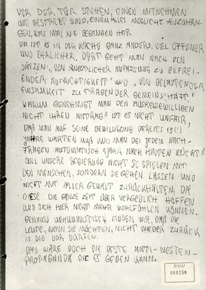 Sichergestellter Brief an den Bürgermeister von Rostock