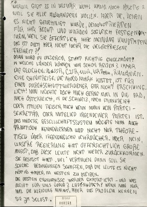 Sichergestellter Brief an den Bürgermeister von Rostock