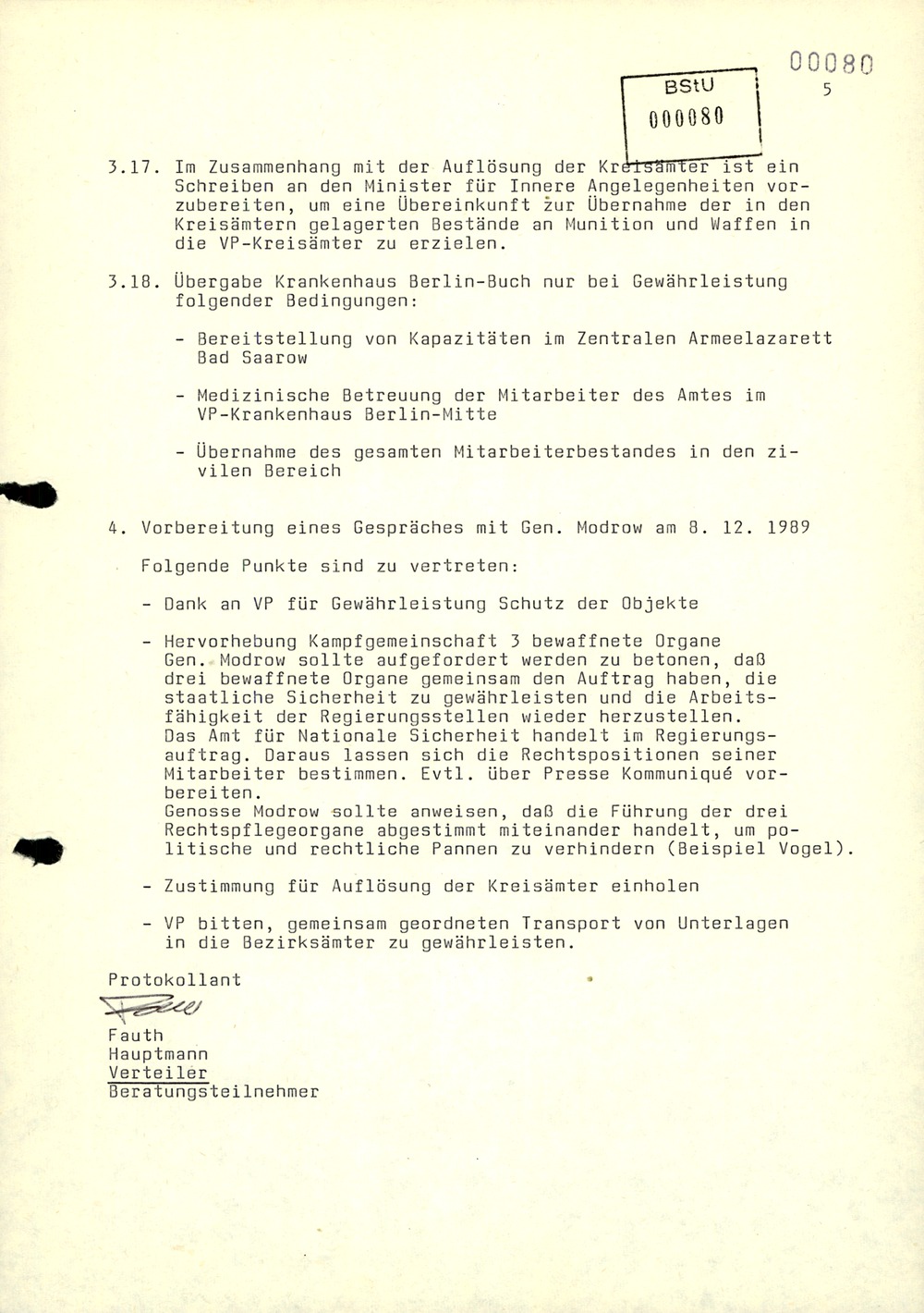 Beratungsprotokoll der Leitung des AfNS