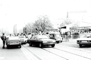 Ankunft Udo Lindenbergs am Grenzübergang Invalidenstraße am 25.10.1983