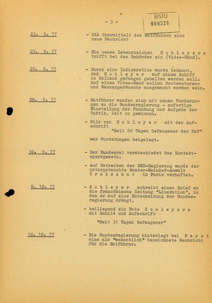 Protokoll der Entführung von Hanns Martin Schleyer und des Passagierflugzeuges "Landshut"