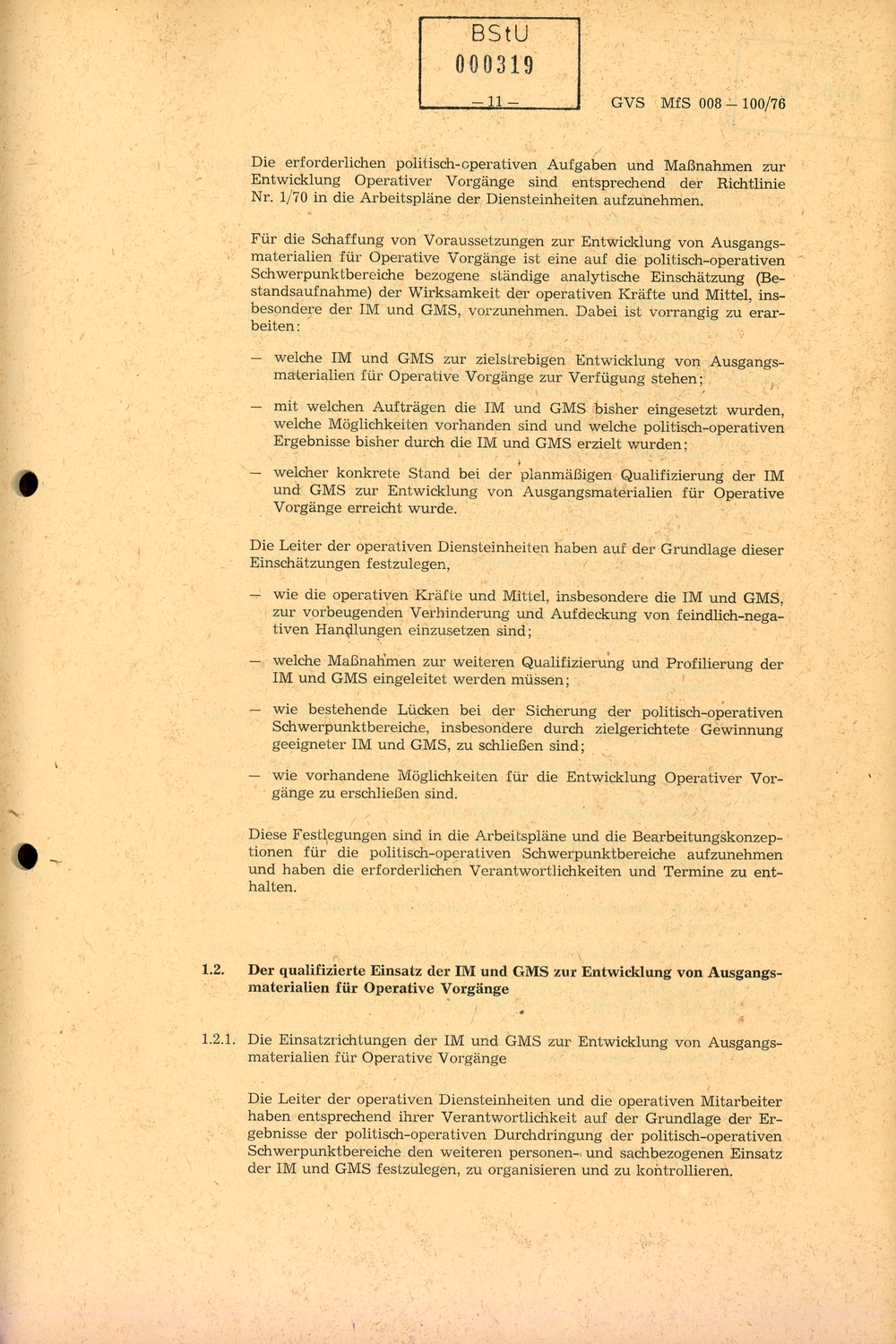 Richtlinie 1/76 zur Bearbeitung Operativer Vorgänge