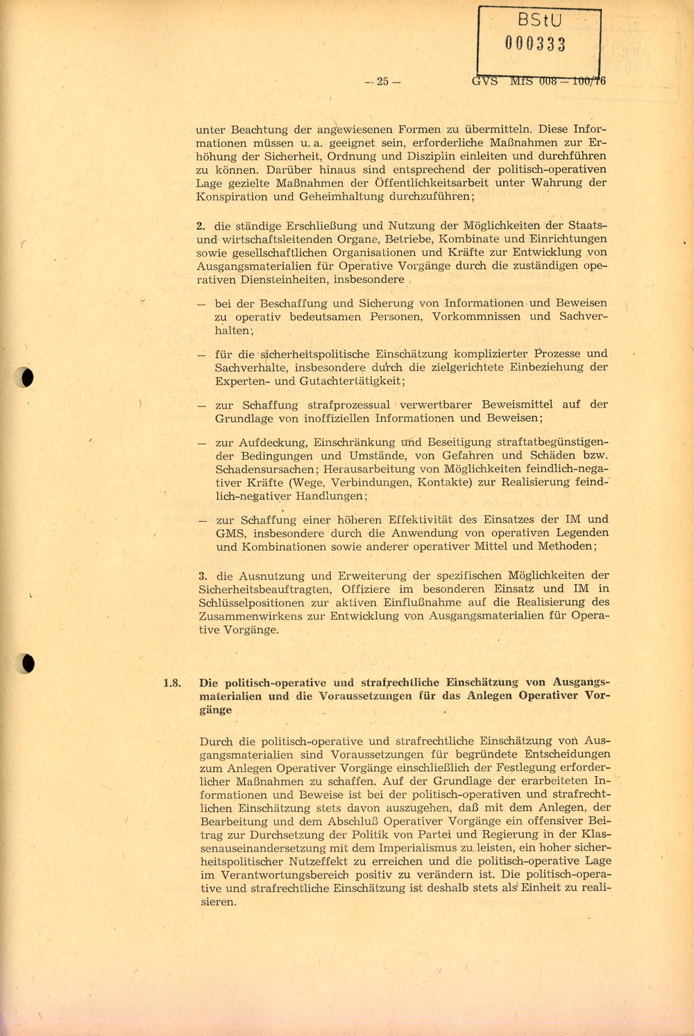 Richtlinie 1/76 zur Bearbeitung Operativer Vorgänge