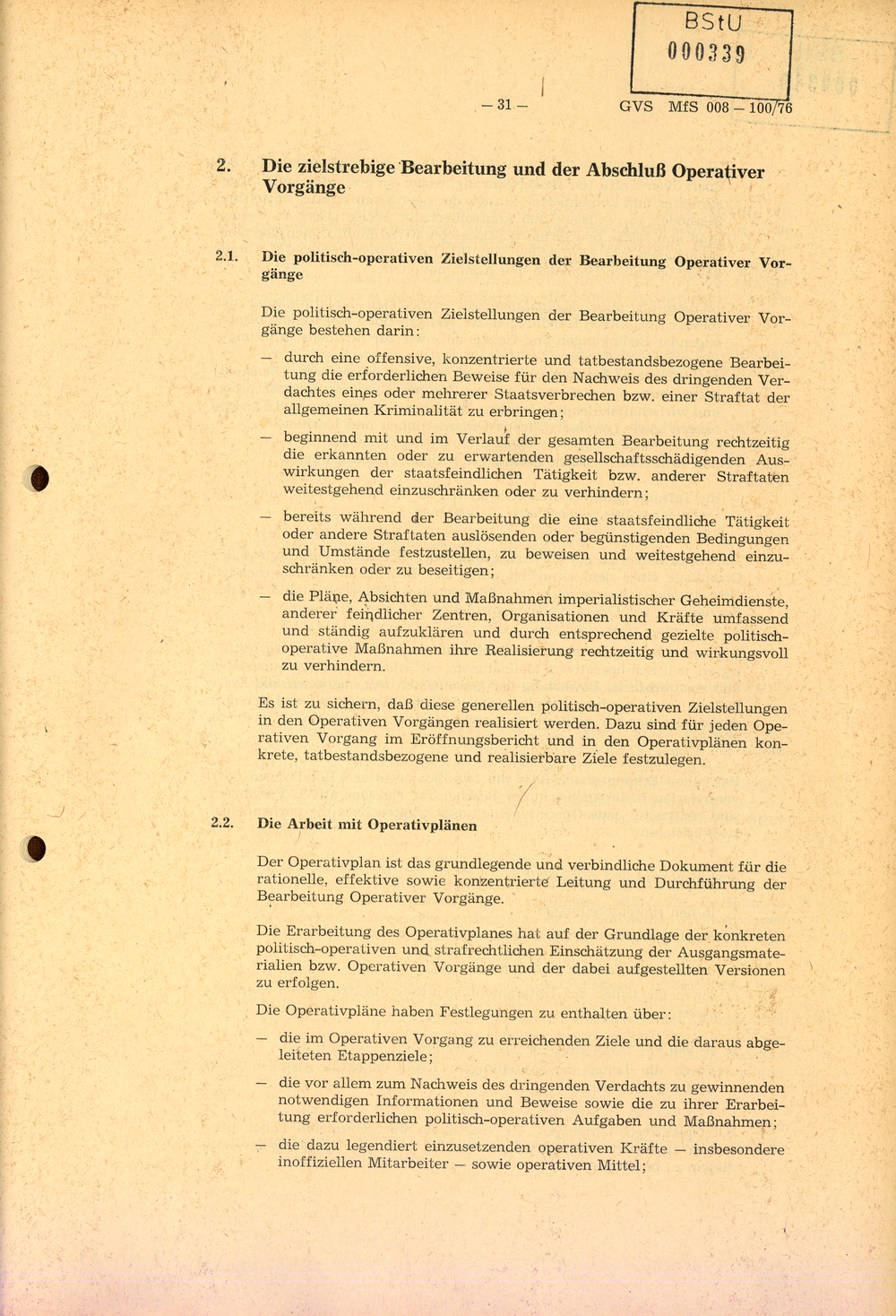 Richtlinie 1/76 zur Bearbeitung Operativer Vorgänge