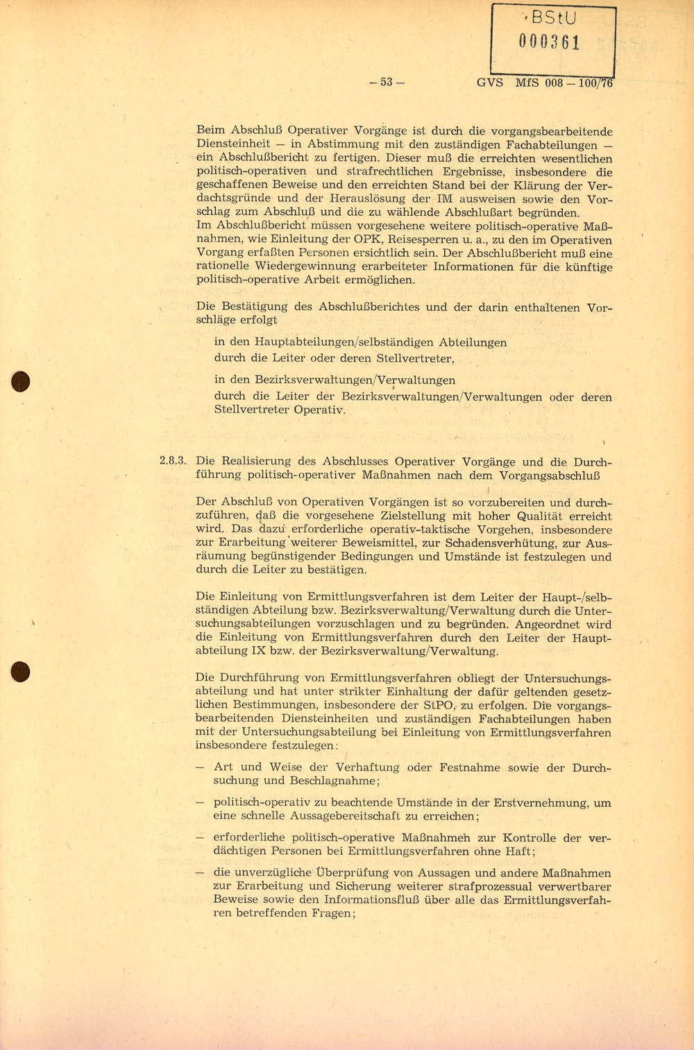 Richtlinie 1/76 zur Bearbeitung Operativer Vorgänge