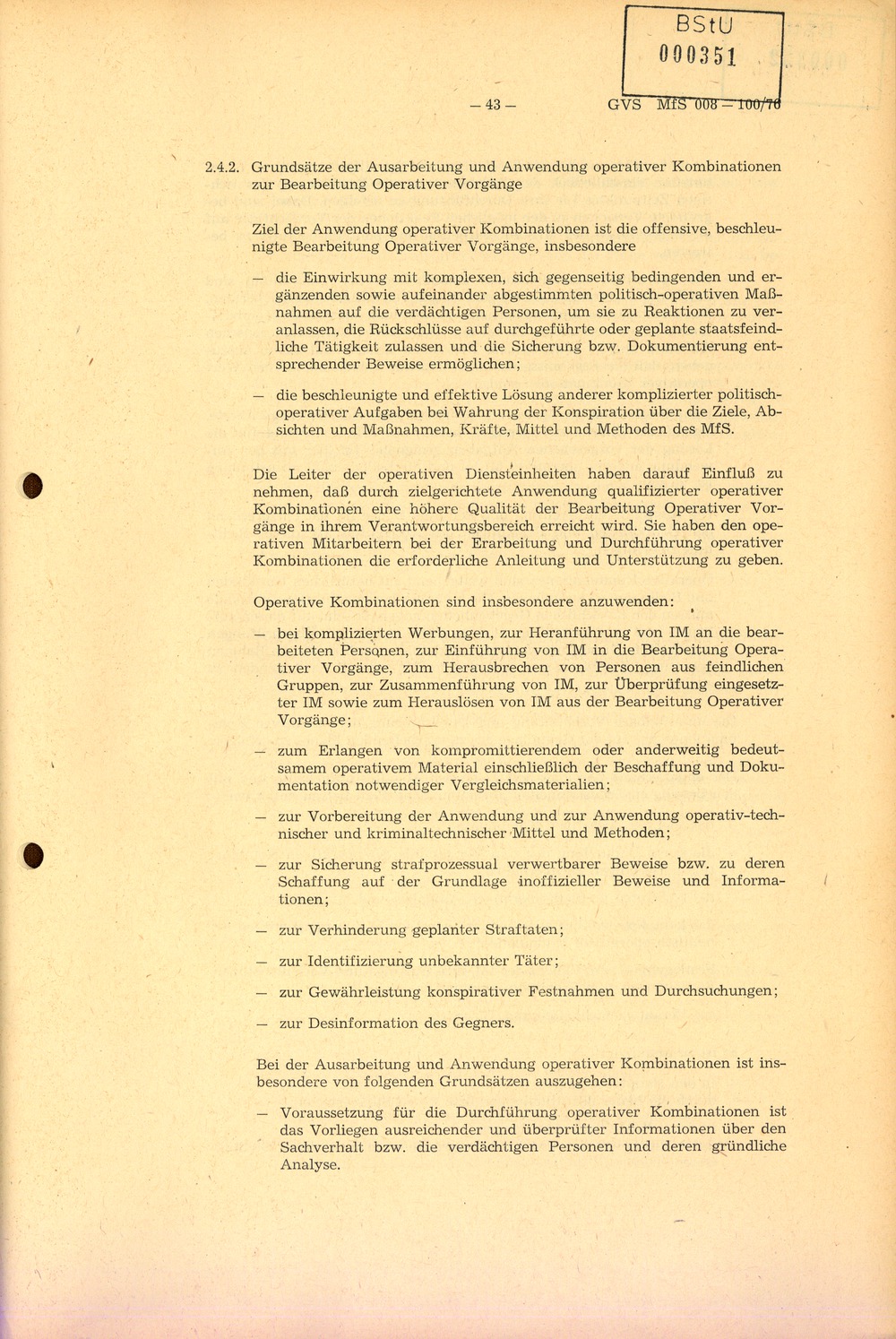 Richtlinie 1/76 zur Bearbeitung Operativer Vorgänge