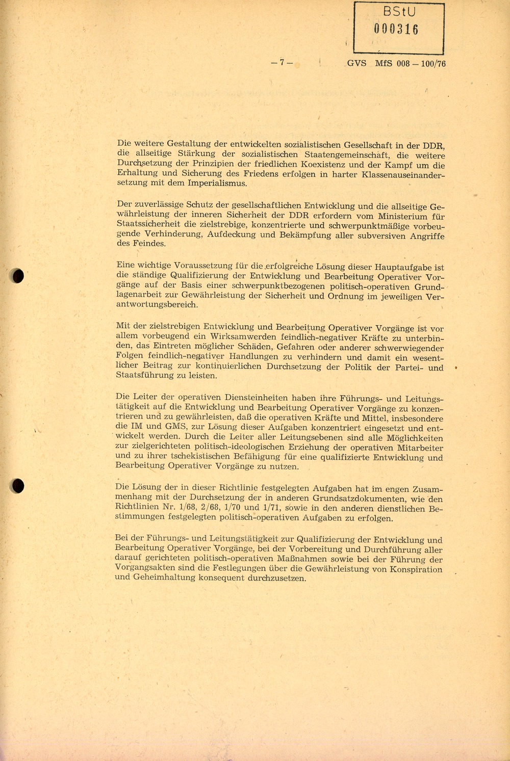 Richtlinie 1/76 zur Bearbeitung Operativer Vorgänge