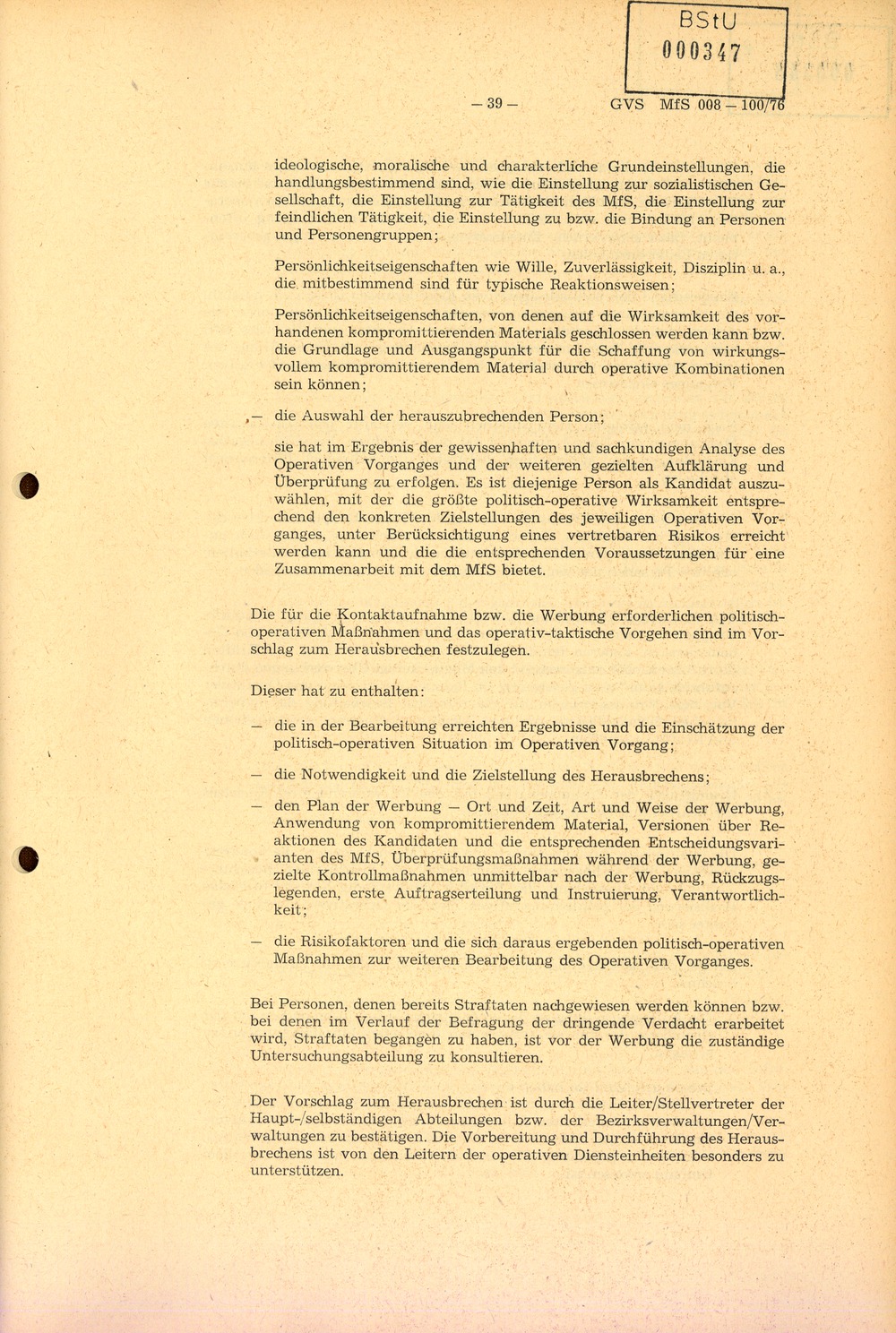 Richtlinie 1/76 zur Bearbeitung Operativer Vorgänge