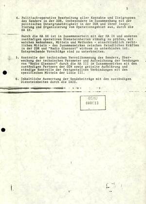 Bericht nach der ersten Sendung über die Hintergrundpersonen und Wirksamkeit auf die DDR