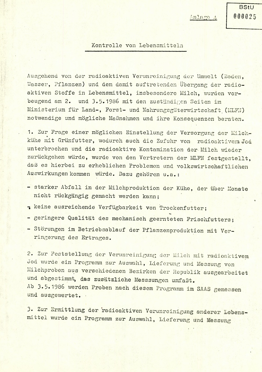 Bericht zur radioaktiven Strahlenbelastung in der DDR nach dem Reaktorunglück in Tschernobyl