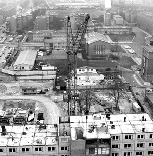 Luftbild vom Bau von "Haus 15" in der Stasi-Zentrale