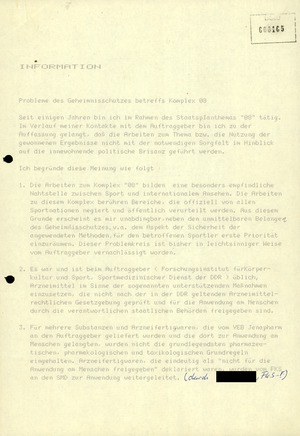 Bericht des IM "Klinner" zum Geheimnisschutz beim "Staatsplanthema 14.25"