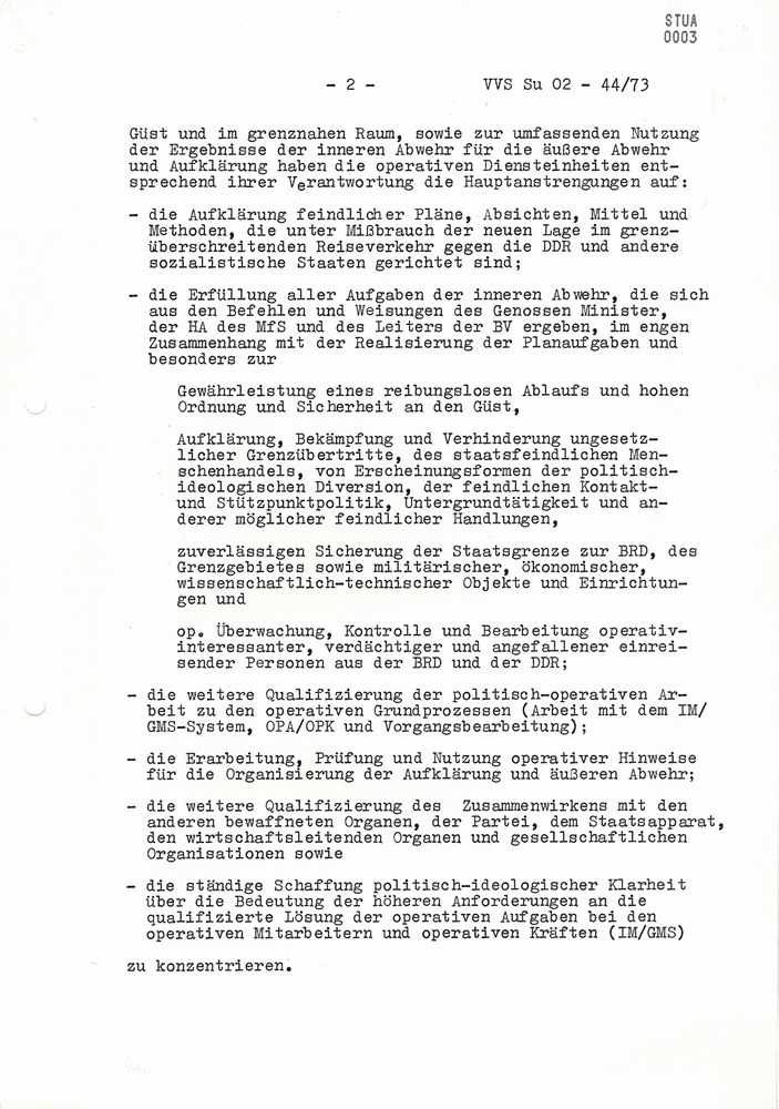 Organisationsplan zur aktionsmäßigen Sicherung des Wechselverkehrs von Personen und der Einreisen von im grenznahen Raum wohnhaften Bürgern der BRD nach der Eröffnung der GÜST Meiningen und Eisfeld