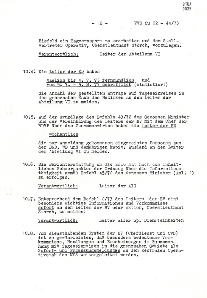 Organisationsplan zur aktionsmäßigen Sicherung des Wechselverkehrs von Personen und der Einreisen von im grenznahen Raum wohnhaften Bürgern der BRD nach der Eröffnung der GÜST Meiningen und Eisfeld