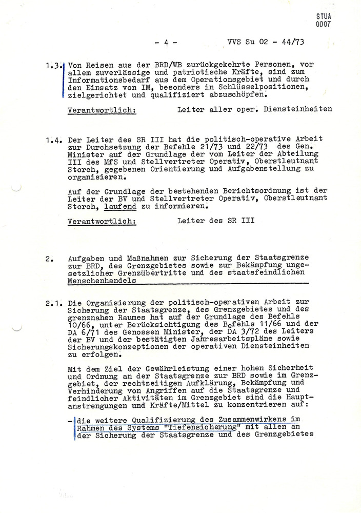Organisationsplan zur aktionsmäßigen Sicherung des Wechselverkehrs von Personen und der Einreisen von im grenznahen Raum wohnhaften Bürgern der BRD nach der Eröffnung der GÜST Meiningen und Eisfeld