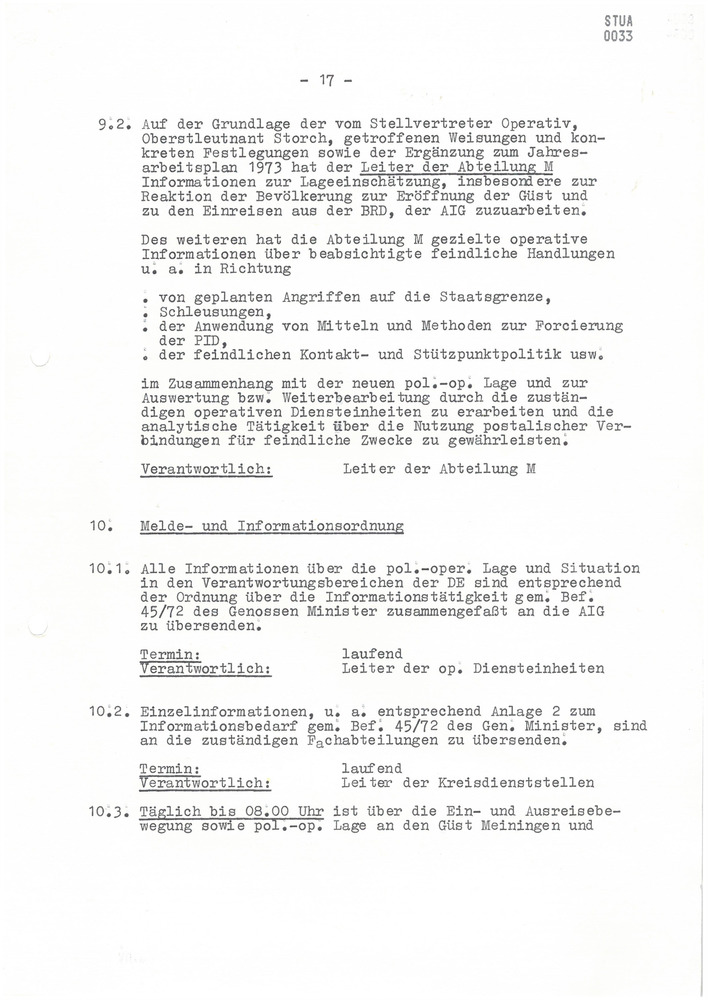 Organisationsplan zur aktionsmäßigen Sicherung des Wechselverkehrs von Personen und der Einreisen von im grenznahen Raum wohnhaften Bürgern der BRD nach der Eröffnung der GÜST Meiningen und Eisfeld