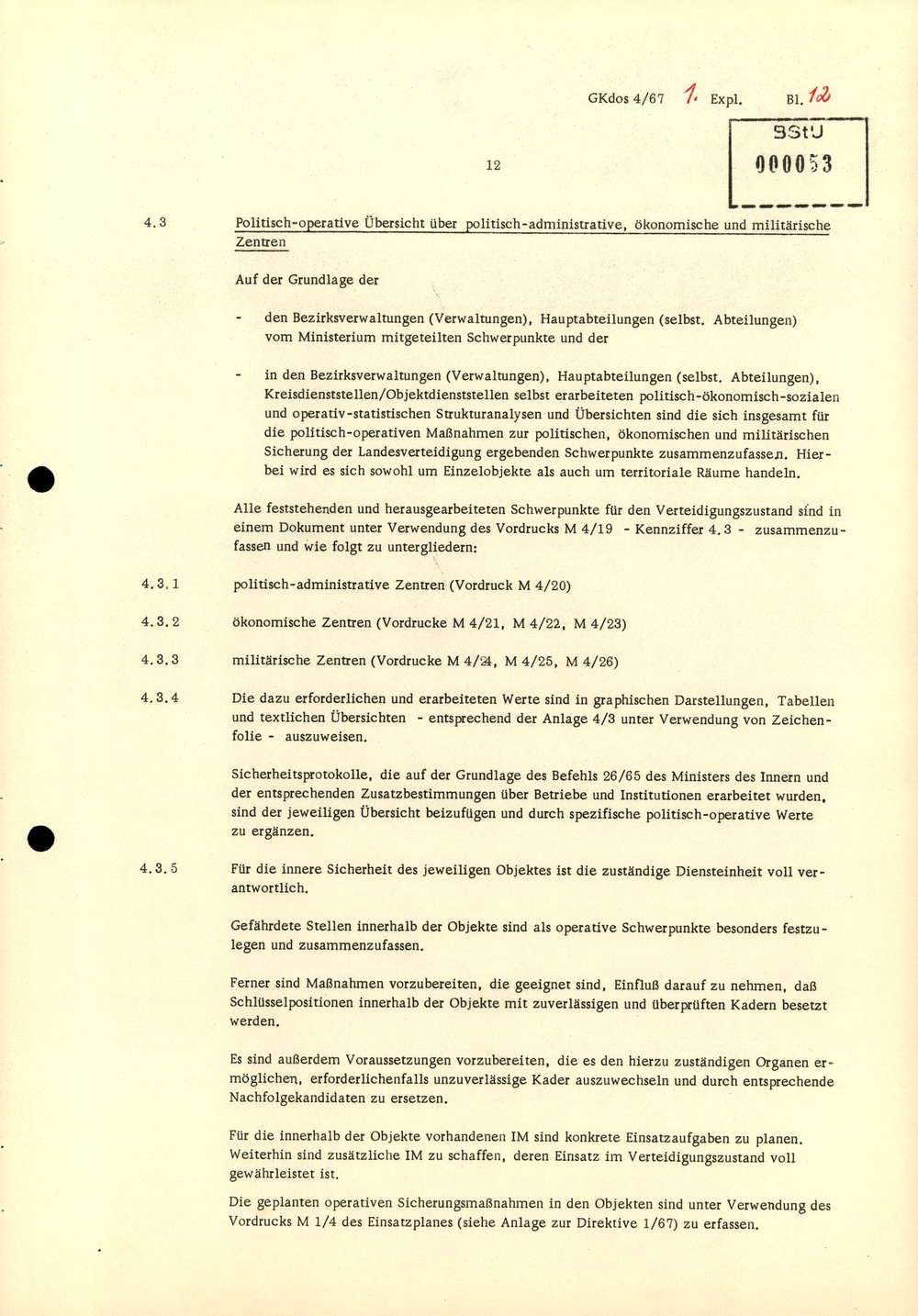 Durchführungsbestimmung Nr. 1 zur Direktive 1/67 über die spezifisch-operative Mobilmachungsarbeit im MfS