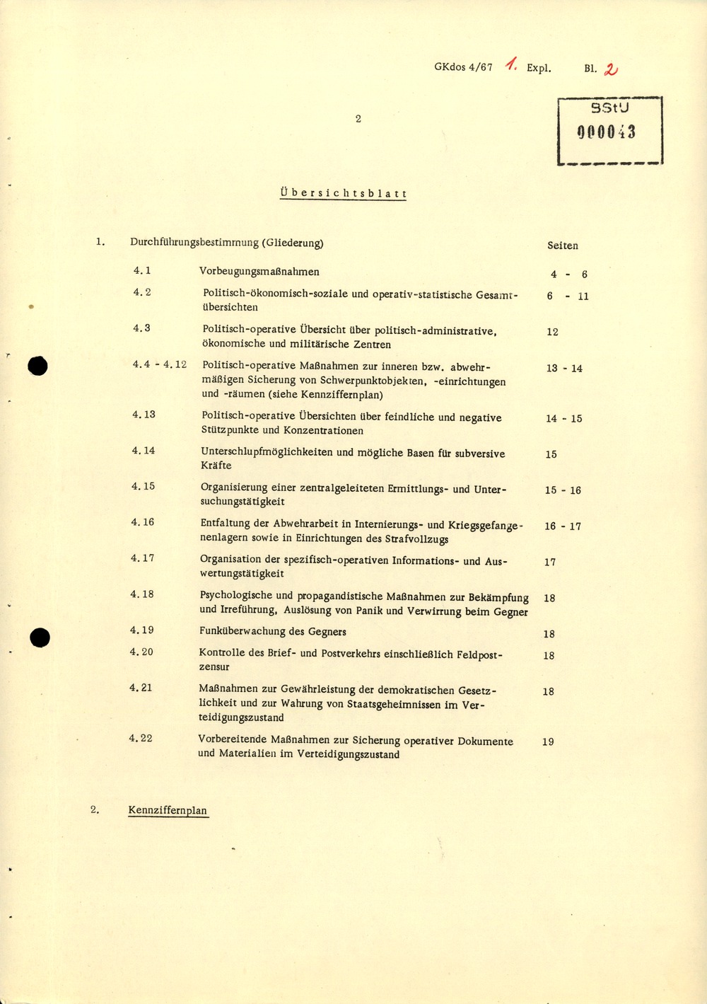 Durchführungsbestimmung Nr. 1 zur Direktive 1/67 über die spezifisch-operative Mobilmachungsarbeit im MfS